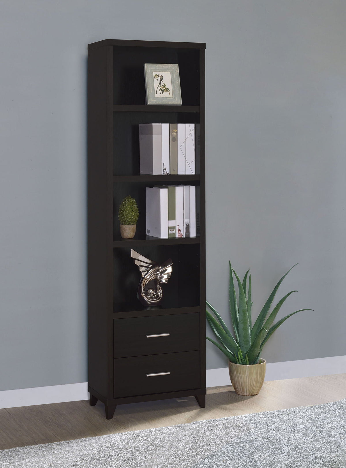 Lewes 4-shelf Engineered Wood Media Tower Cappuccino