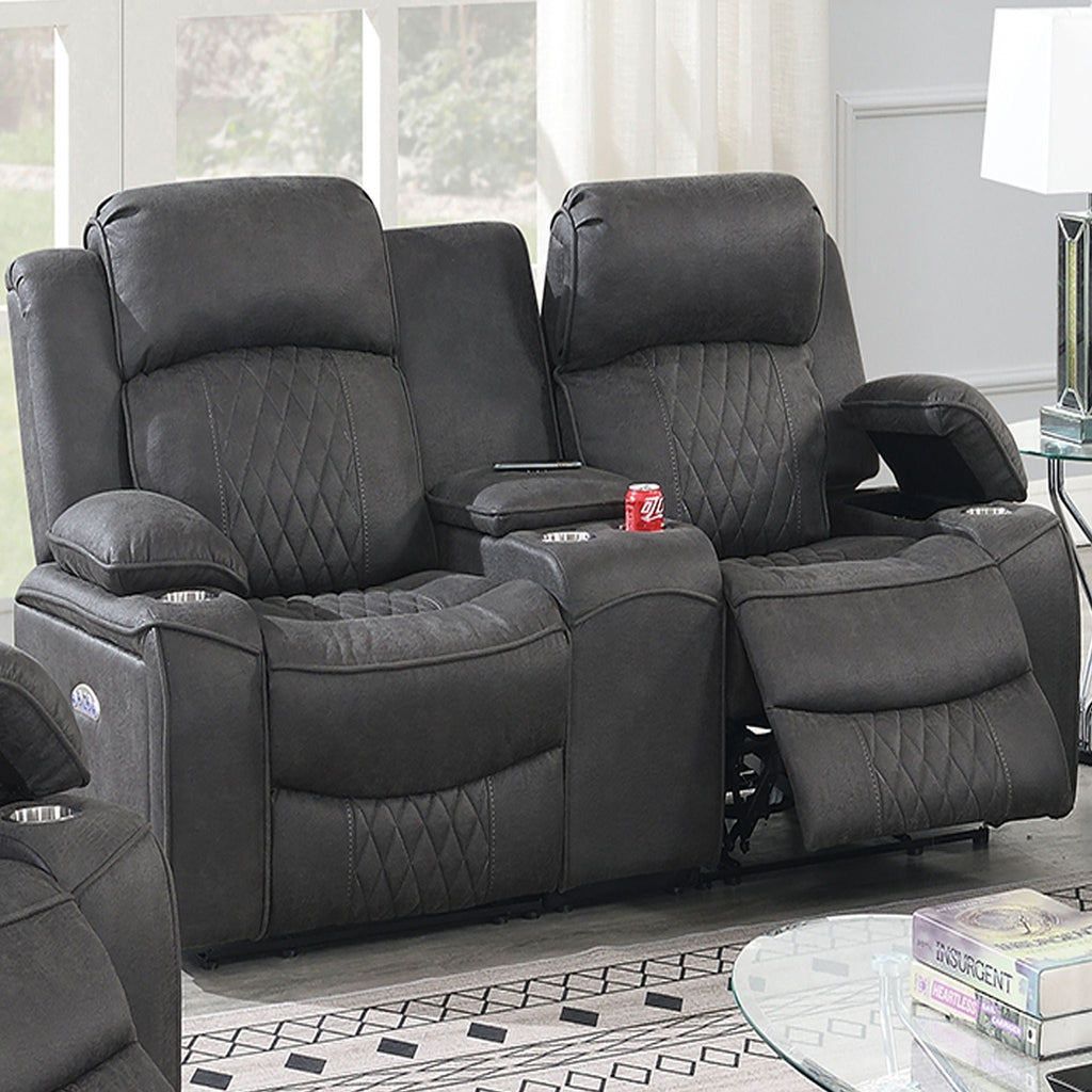 Power Motion Living Room Set with Adjustable Headrest & USB Port - Dark Brown or Dark Gray