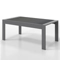 Modern Rectangle Outdoor Coffee Table with Slatted WPC Top - Dark Gray, White, Black