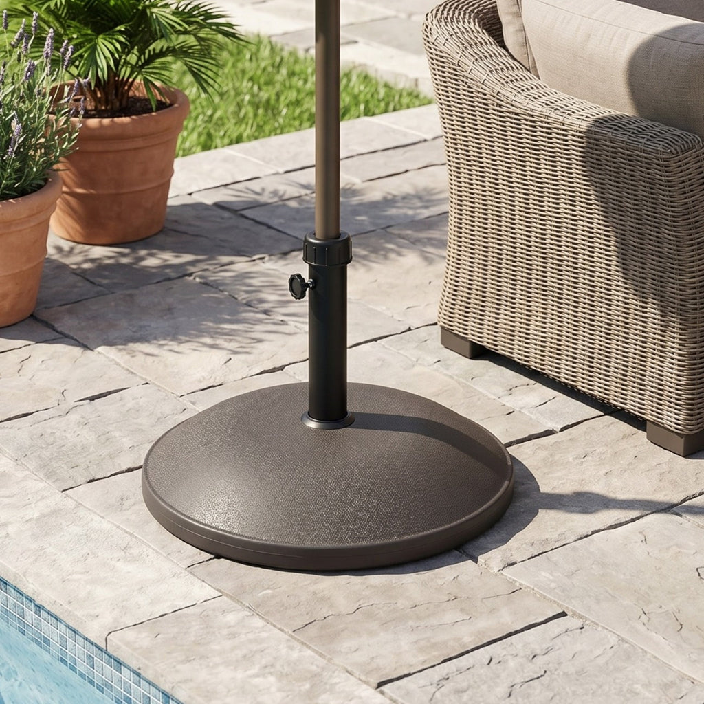 Outdoor 68-Pound Round Umbrella Base with Concrete Core - Brown