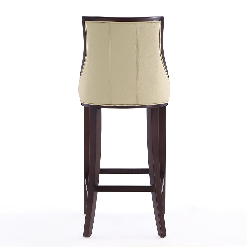 White Bar Height Stool with Solid Wood Frame - Traditional Design
