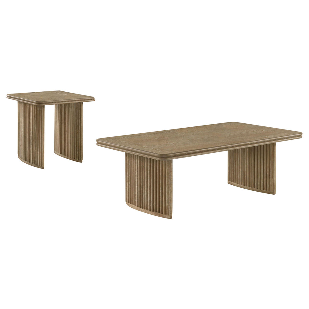 Adina 2-piece Wood Coffee Table Set Distressed Light Brown