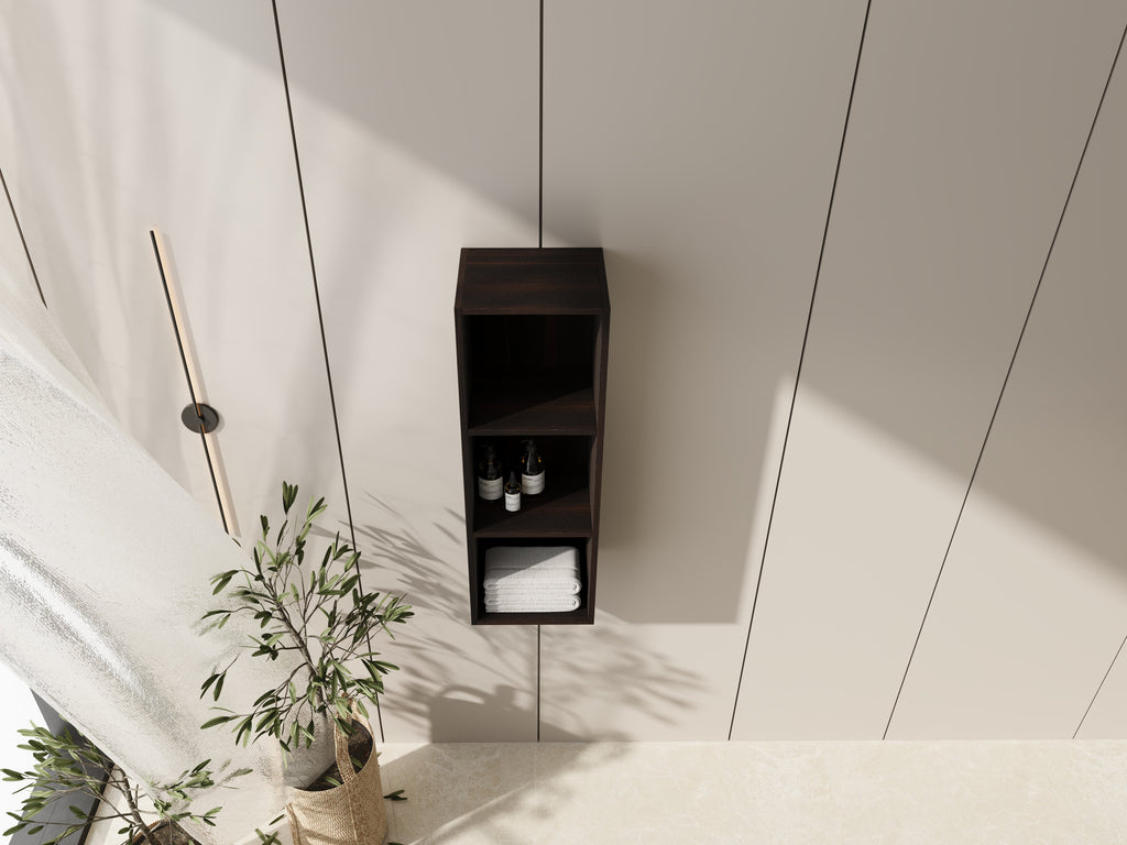 12 Inch Wall Mounted Storage Shelves with Plywood Construction - Dark Oak
