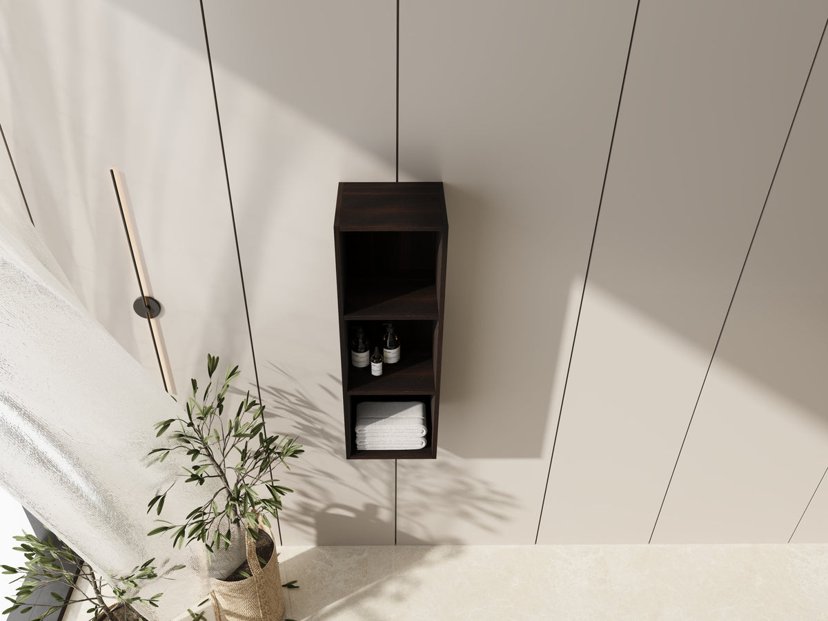 12 Inch Wall Mounted Storage Shelves with Plywood Construction - Dark Oak