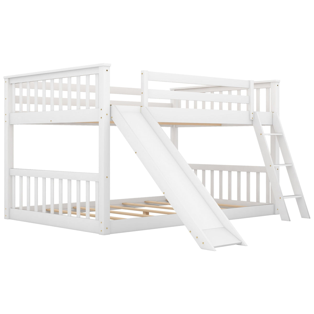 Bunk Bed with Convertible Slide and Ladder - White or Dark Gray