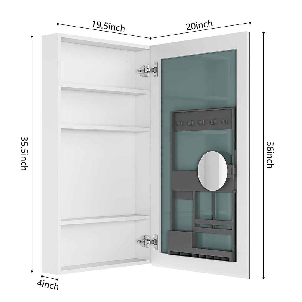 Frameless Mirror Medicine Cabinet with Beveled Edge - Silver