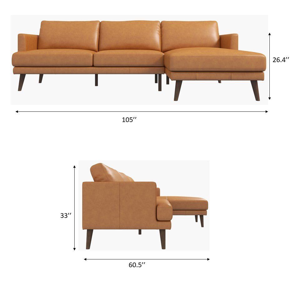 Light Brown L-Shaped Sectional Sofa with Solid Eucalyptus Wood Frame