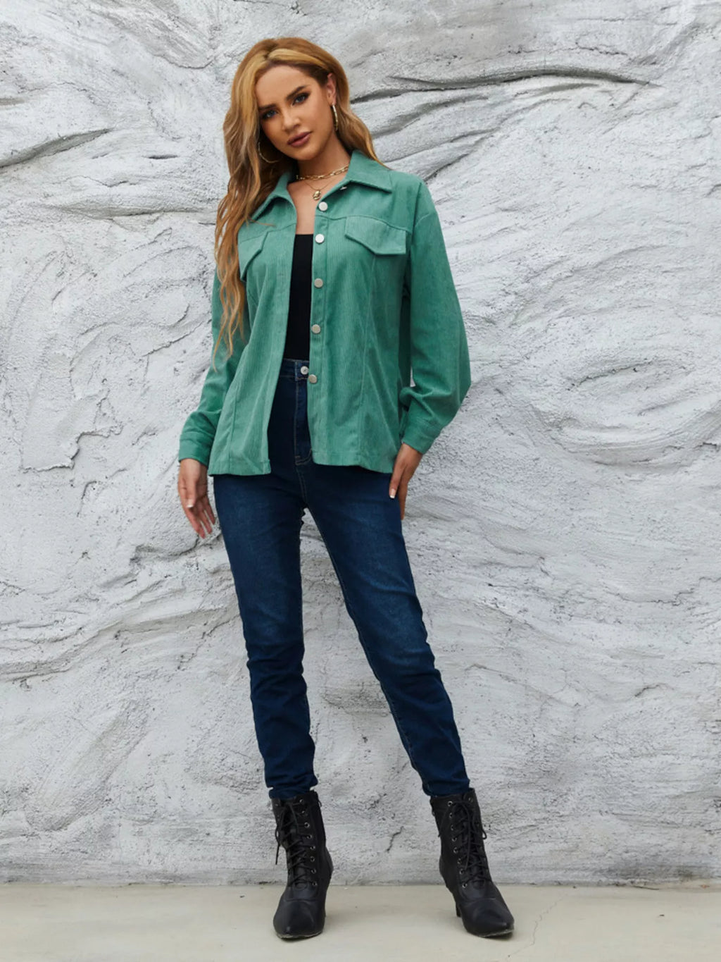 Casual Corduroy Button-Down Jacket