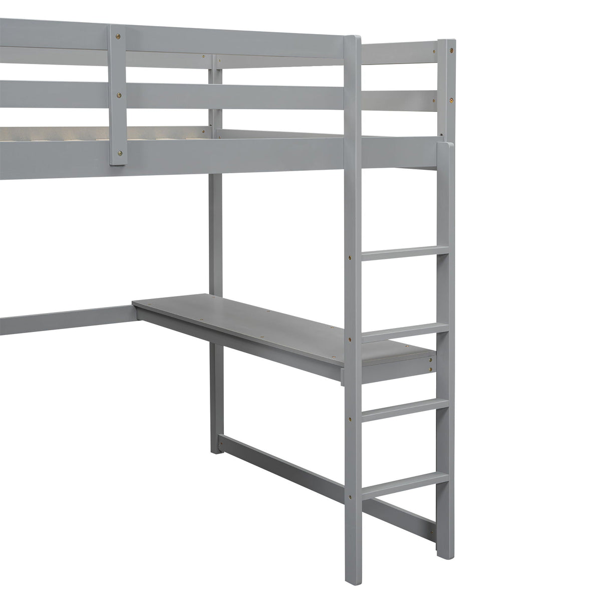 Full Size Loft Bed with Built-In Wardrobe, Shelves, and Drawers - White or Dark Gray