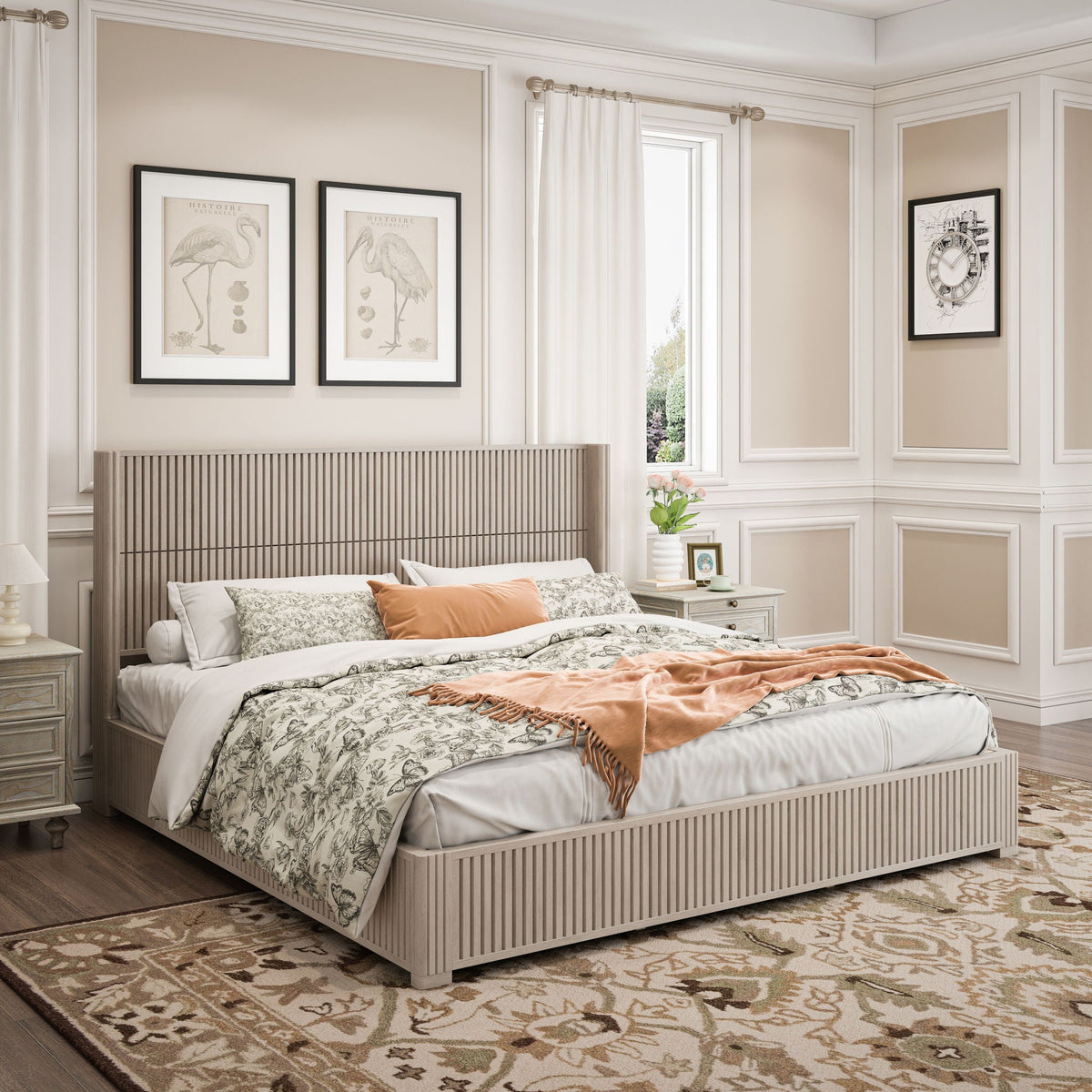 Platform Bed Frame with Headboard, Floor Standing Design - Queen & King