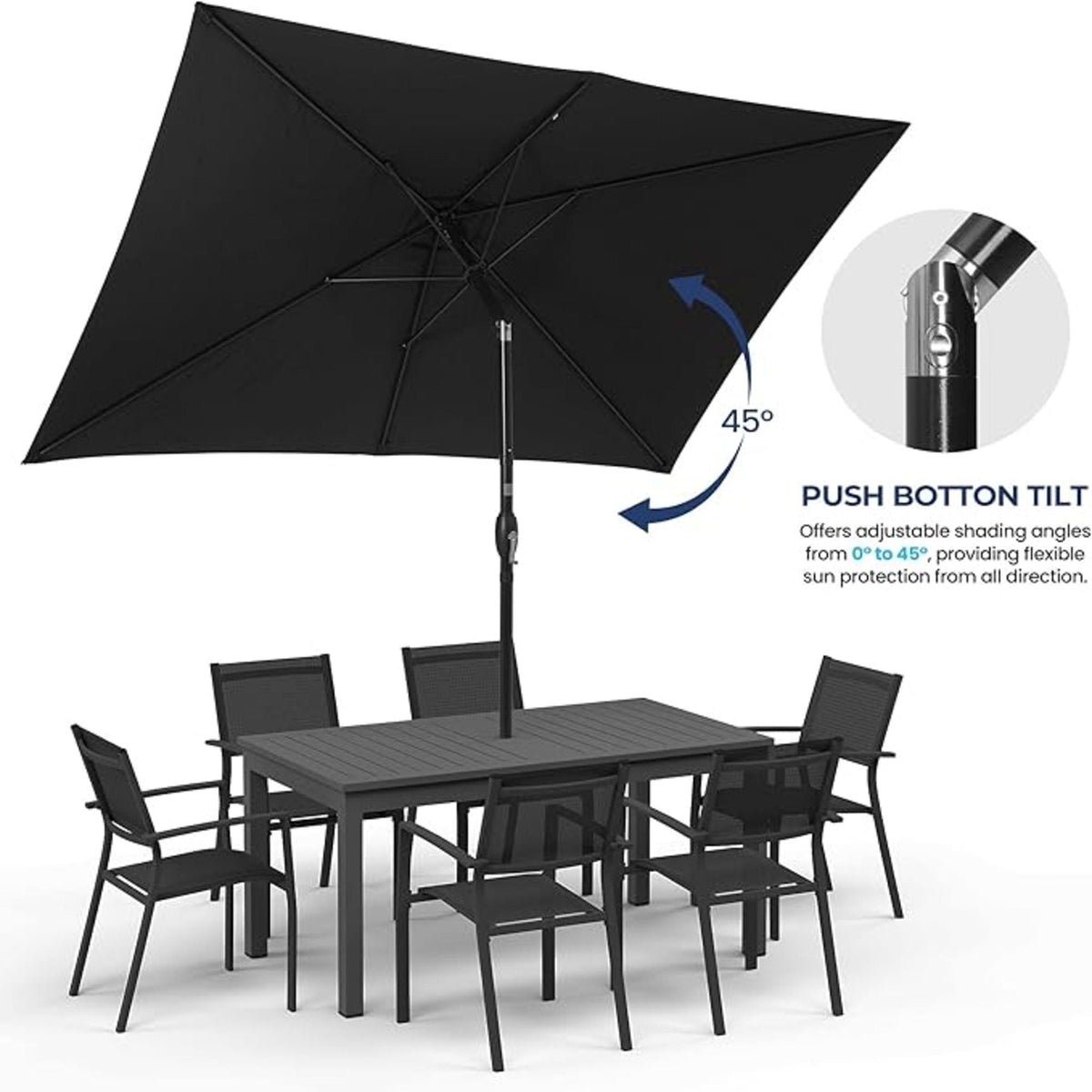 Rectangular Patio Umbrella with Crank Tilt - UV-Resistant Canopy