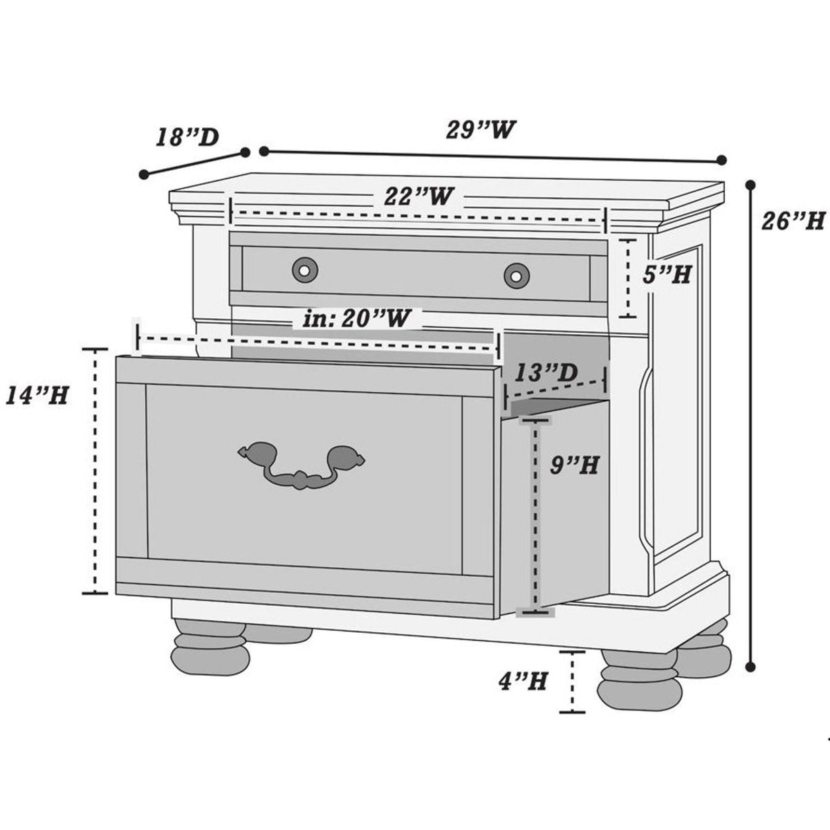 Panel 3 Piece Bedroom Set with Nightstands - Dark Gray or Dark Brown