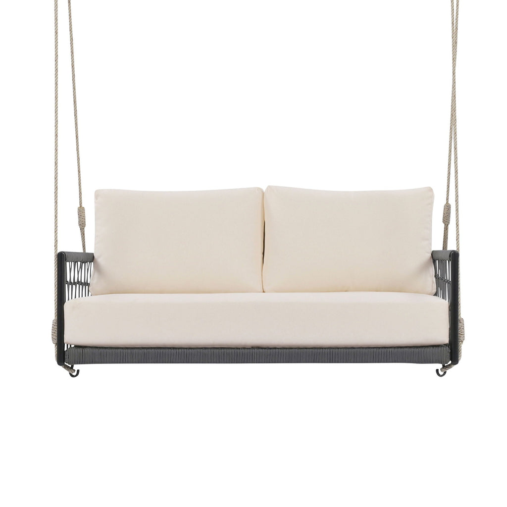 Beige Outdoor Swing Sofa with Soft Cushions for Patio