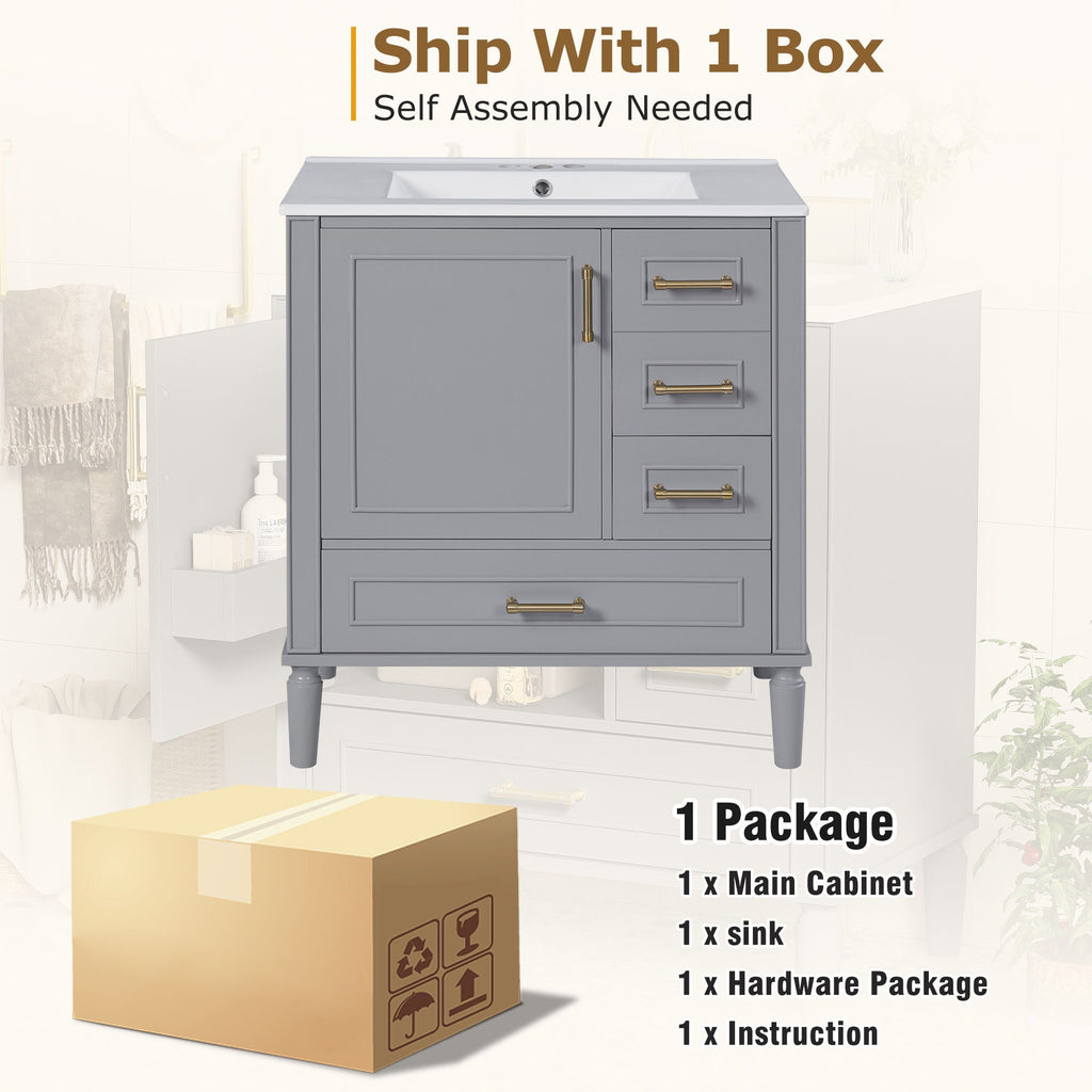 Traditional Bathroom Vanity Set with Soft Close Doors - Multiple Colors
