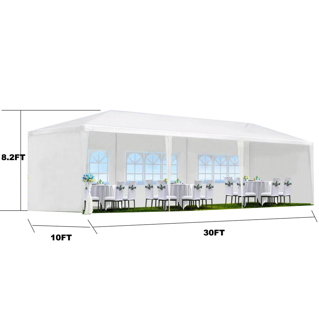 10x30' Outdoor Garden Gazebo Canopy with Removable Sidewalls - White