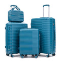 4-Piece Hard Case Luggage Set with Spinner Wheels and Cosmetic Case - Blue