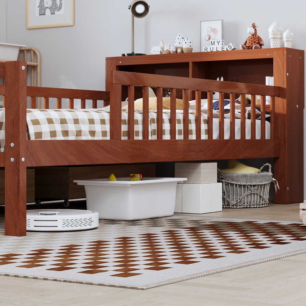 Twin Storage Bed with Headboard Rack & Under-Bed Drawers - Multiple Colors