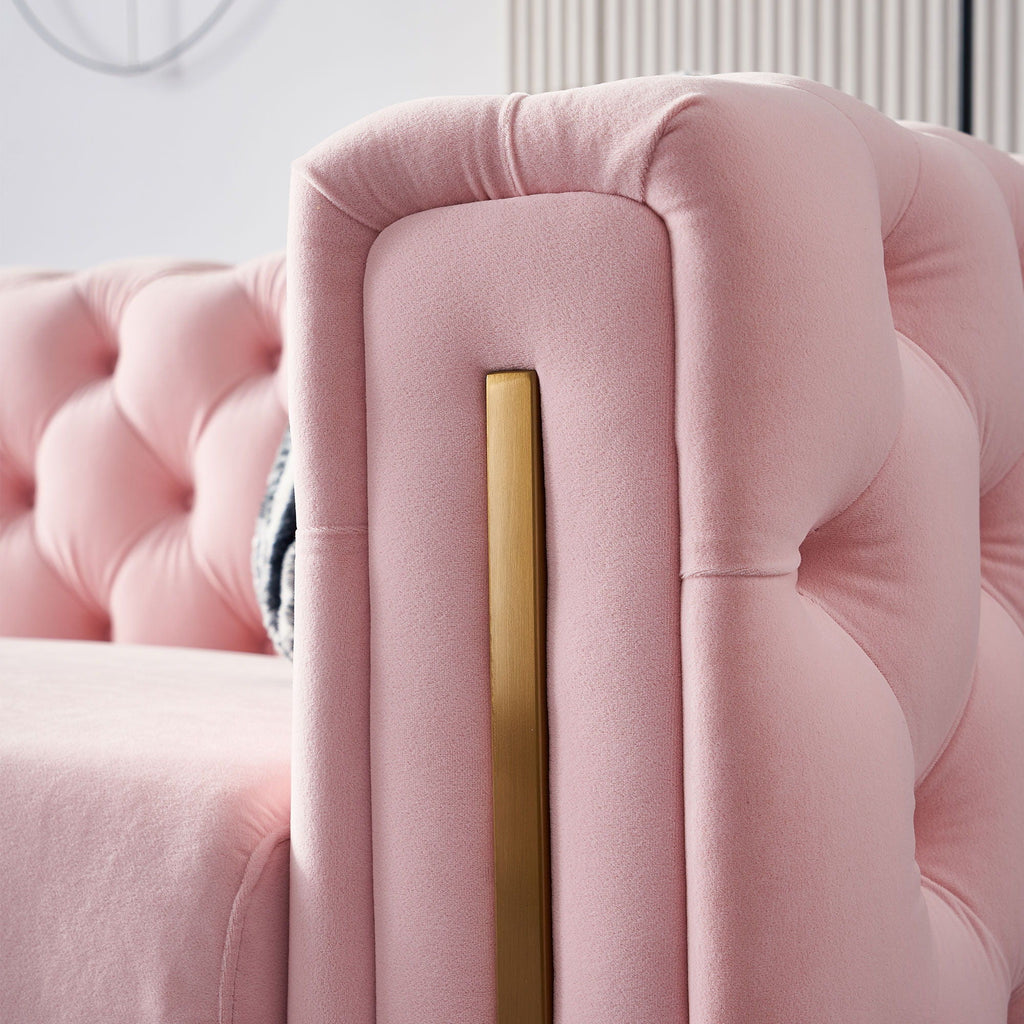 Modern Tufted Living Room Sofa with Button Detail - 84.25" Wide, Multiple Colors
