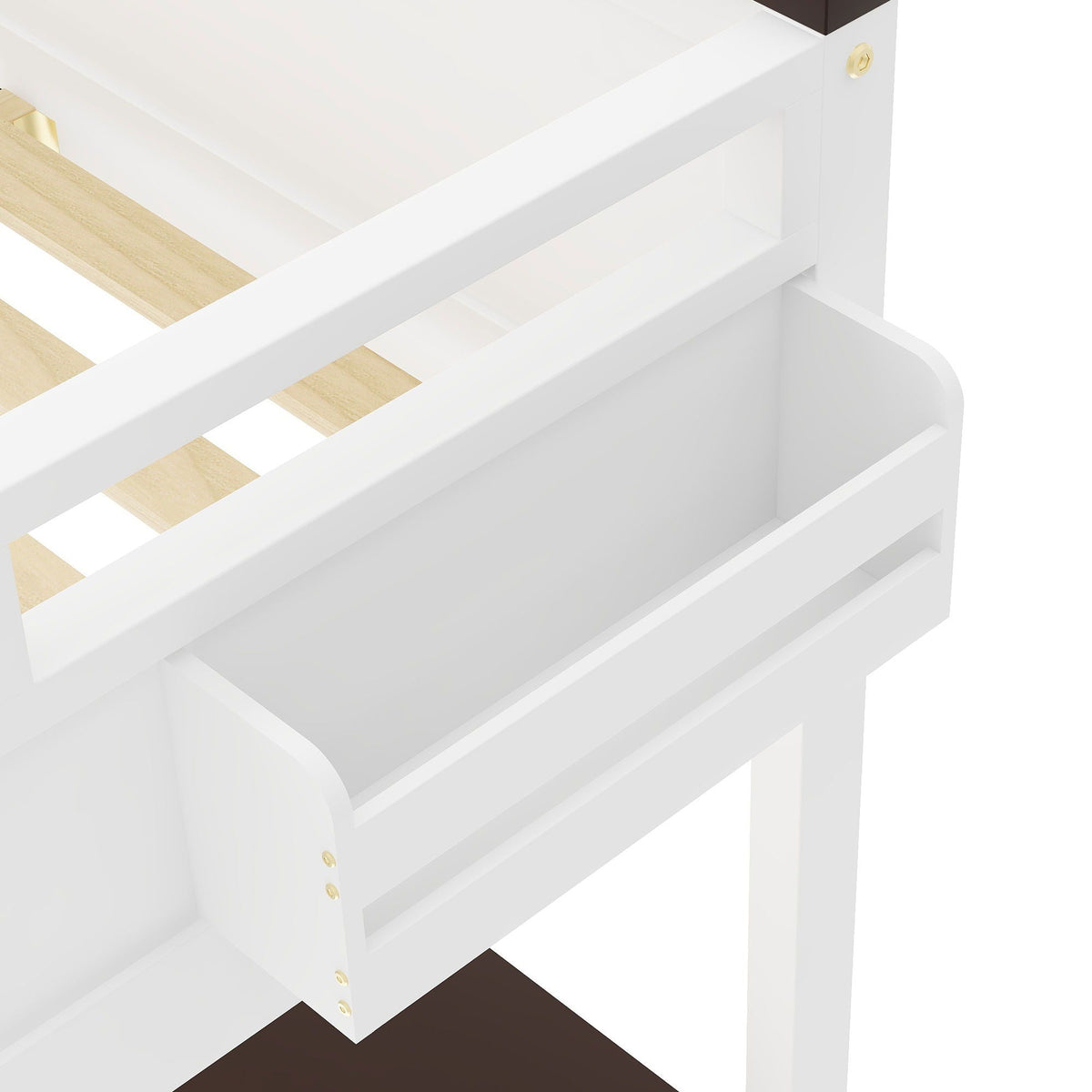 Queen Size Loft Bed with Desk, Storage, and USB Charging Station - White