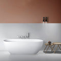 Solid Surface Freestanding Soaking Bathtub with Ergonomic Design - Matte White