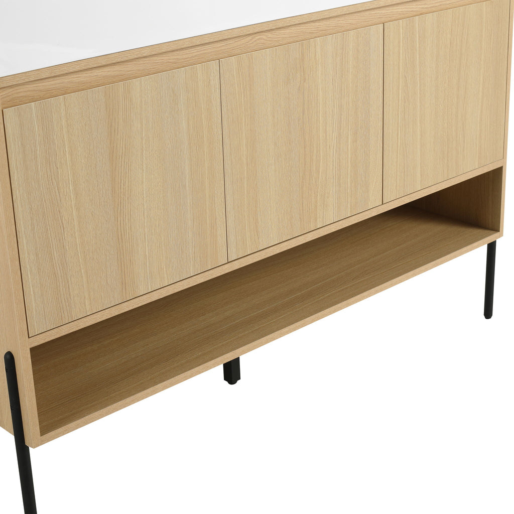 Modern Bathroom Vanity Combo with Single Resin Sink and Storage Cabinet - Light Brown