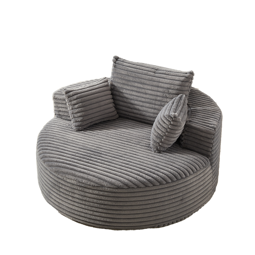 Corduroy Sponge Single Sofa with No Assembly Required - Grey