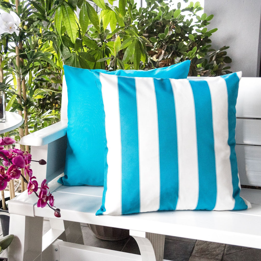 Horizon Stripe Pillow Set of 2 with Weather Resistant Polyester - Multi-Stripe