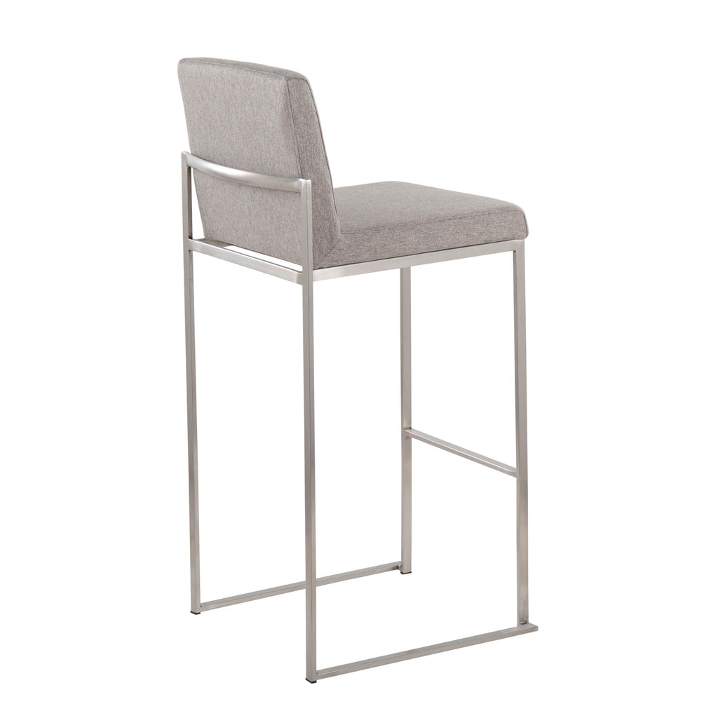Contemporary High Back Barstool Set with Upholstered Seat – Multiple Colors