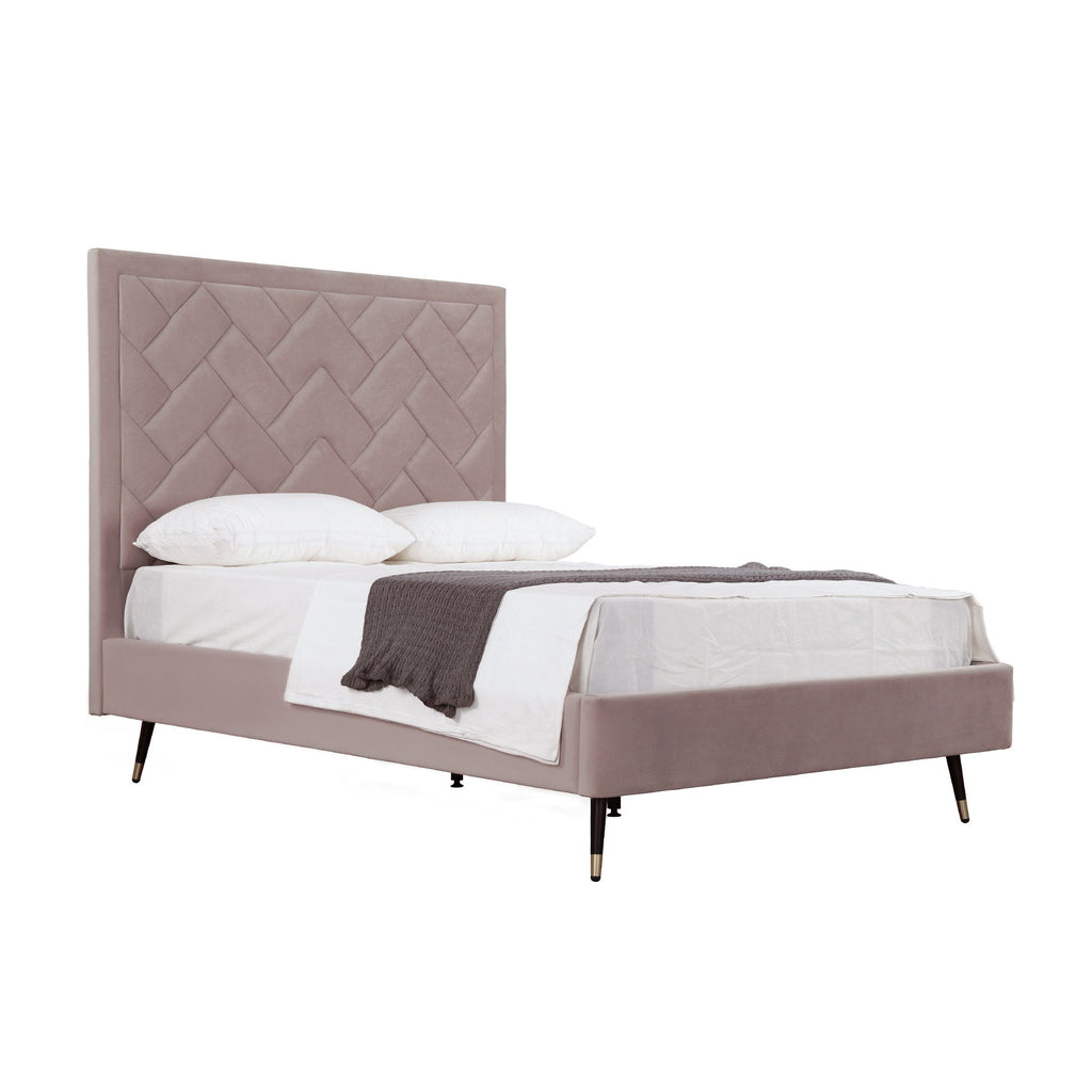 Upholstered Bed with Headboard and Slats - Multiple Colors