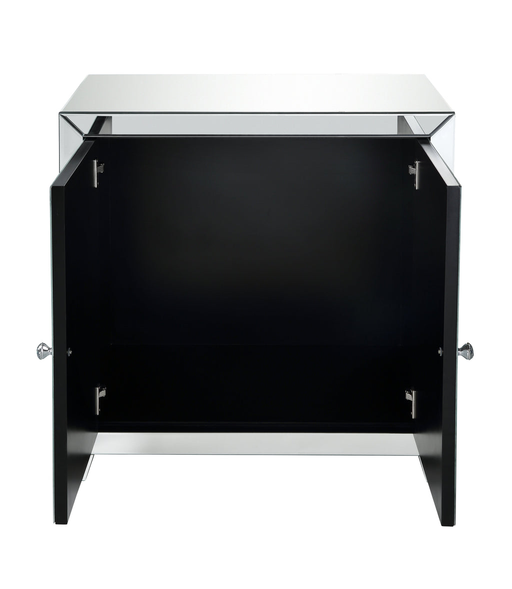 Mirrored Console Cabinet with Faux Diamond Inlay - Silver