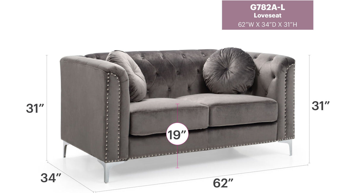 Stylish Sloped Arm Loveseat with MicroSuede Cover - Blue, Dark Gray, Red, Black