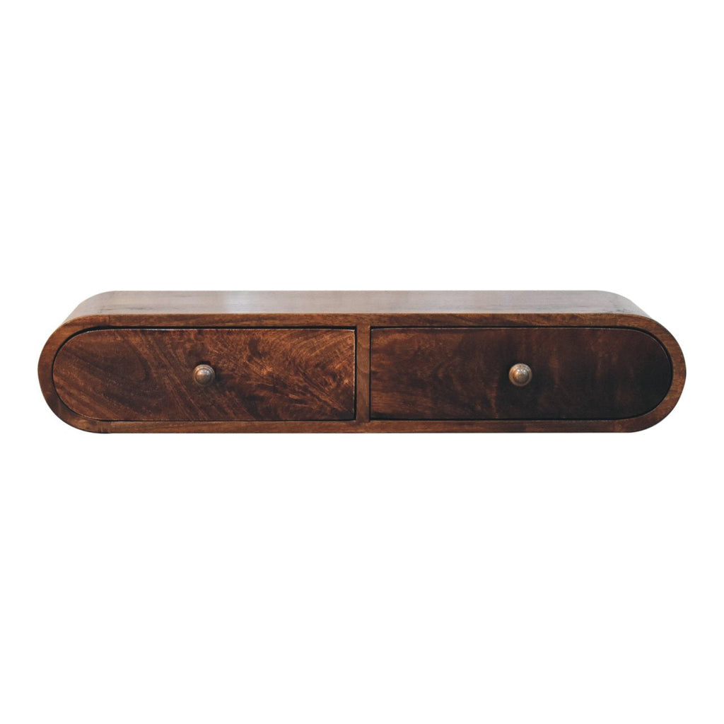 Solid Wood Wall-Mounted Console Table with Modern Design - California Walnut