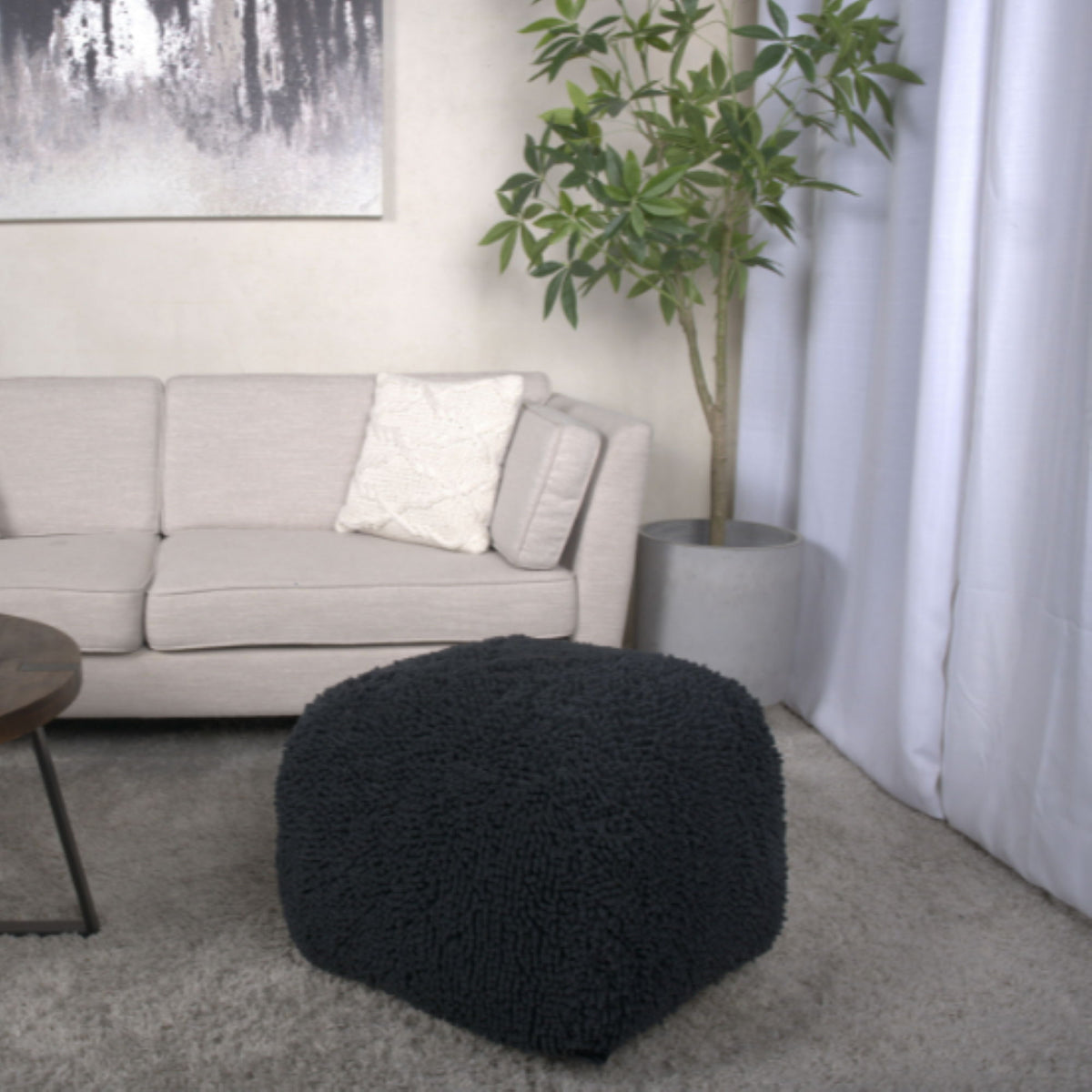 Spongy Square Pouf Soft Seating with Microfiber Cover - Multiple Colors
