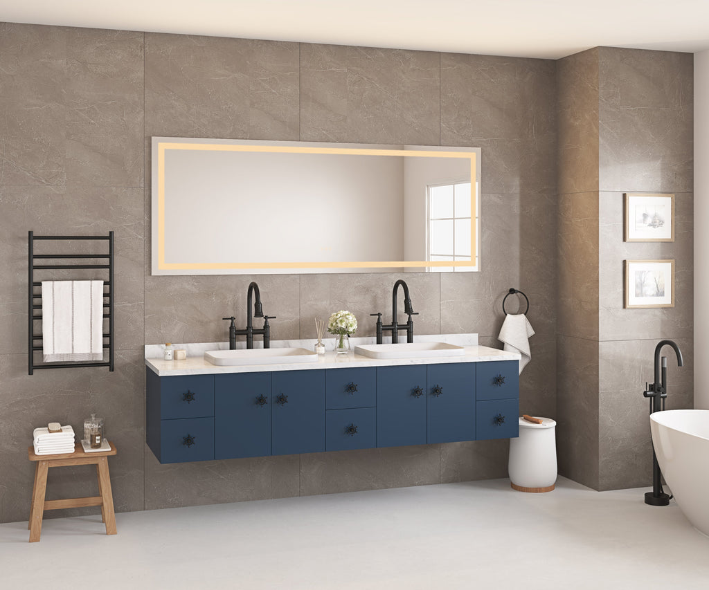 72" x 32" LED Bathroom Mirror with Front and Backlight - Anti-Fog Glass