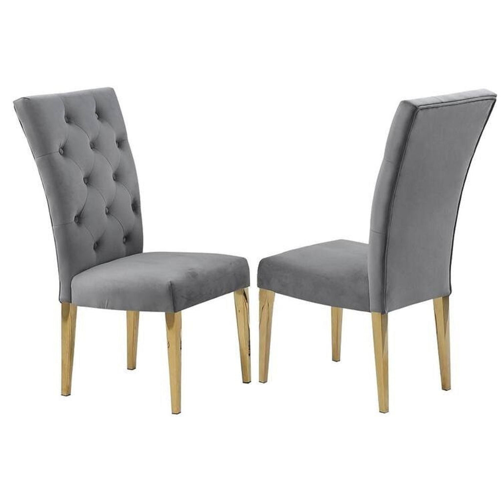 Modern Upholstered Dining Chair Set with Tufted Back - Multiple Colors