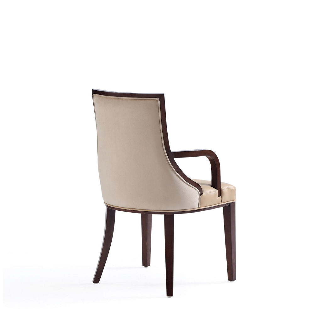Tan Armchair with Solid Wood Frame and Plush Upholstery