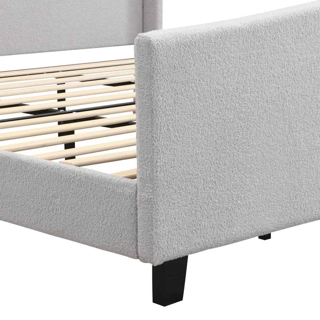 Platform Bed Frame with Tall Headboard and High Footboard - White or Gray