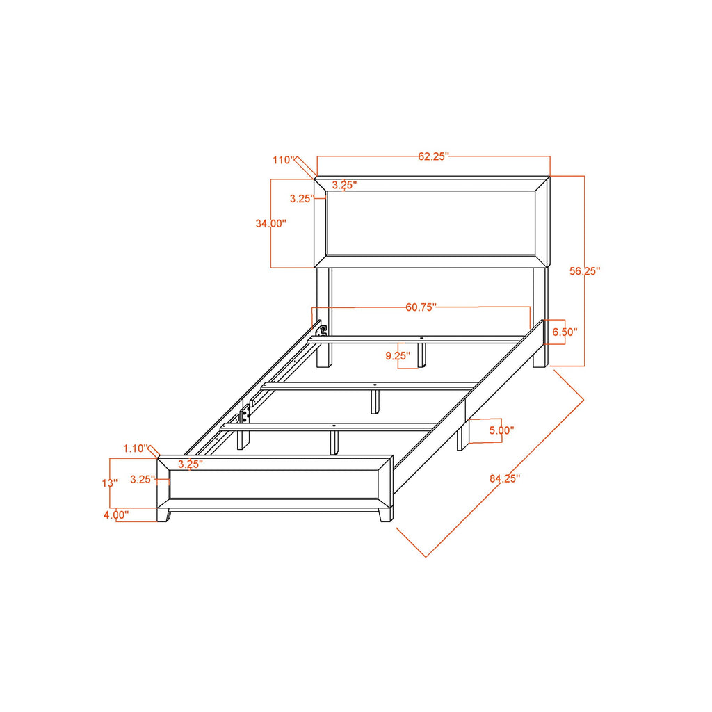 Soluto Platform Bed with Solid Wood and LVL Frame - Black or Dark Gray