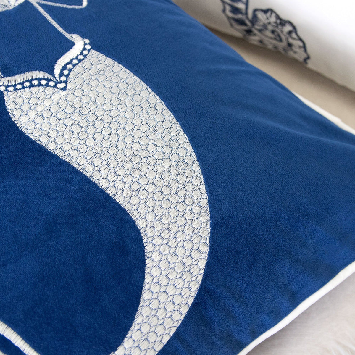 Indigo Mermaid Pillow Cover with Matching Back and Hidden Zipper