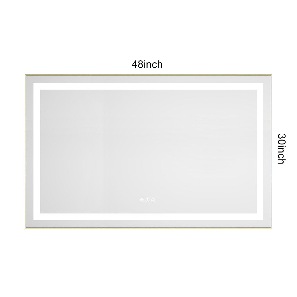 48" x 30" LED Bathroom Mirror with Front and Backlight - Aluminum