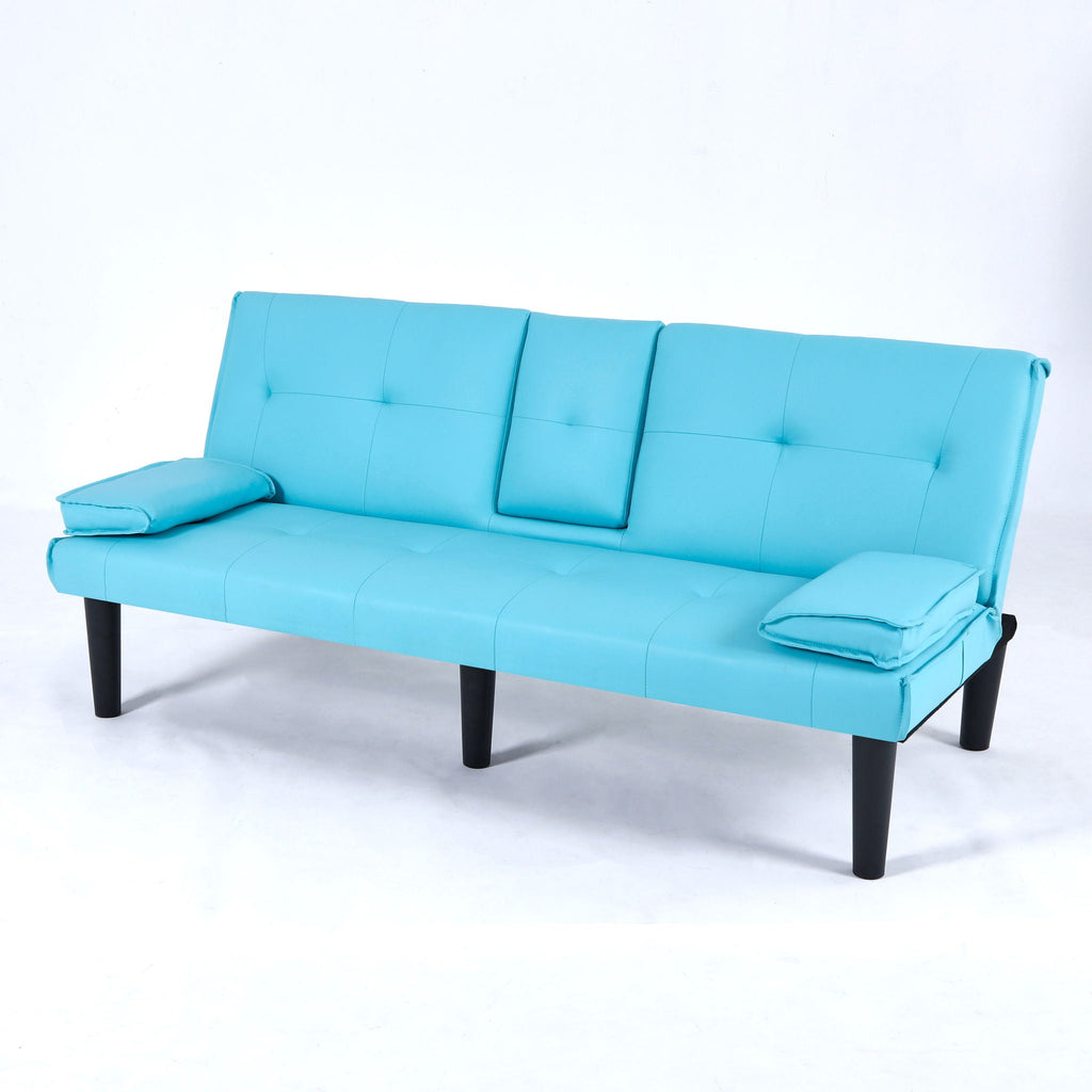Foldable Sofa Bed with Cup Holder and Solid Wood Frame - Multiple Colors