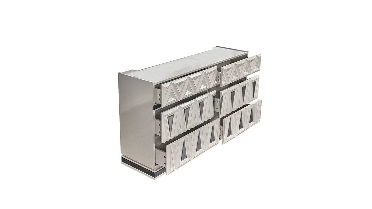Modern 6-Drawer Dresser with Soft-Closing Drawers - High Gloss Lacquer