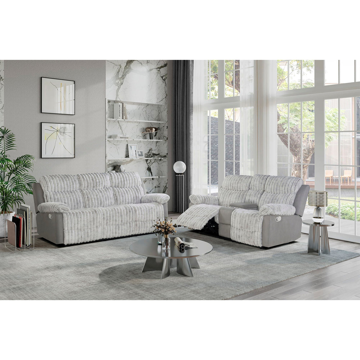 Manual Reclining Loveseat with Console - Dark Brown or Gray