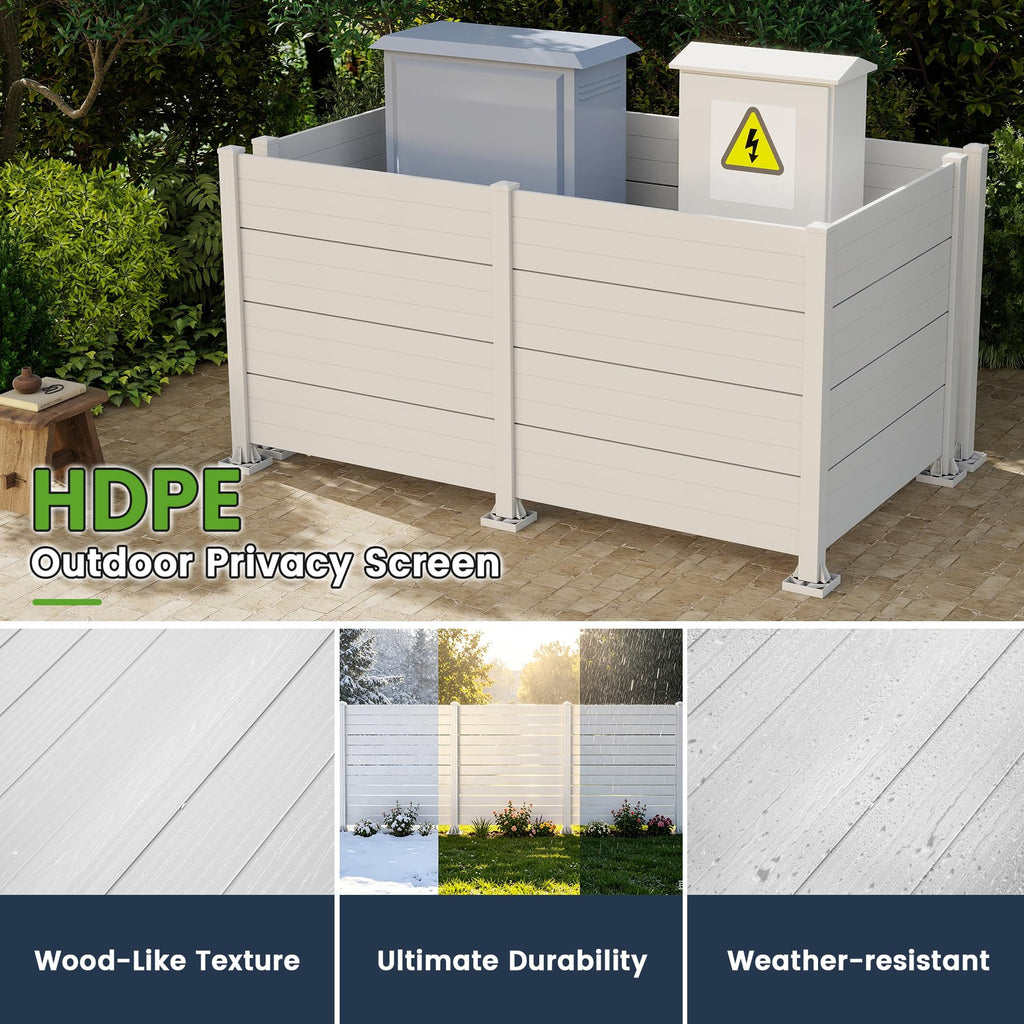 Outdoor Privacy Screen with Aluminum Posts - All-Weather Vinyl, White