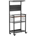 Fishing Rod Storage Rack with Pegboard - Rolling Tackle Organizer Cart - Black