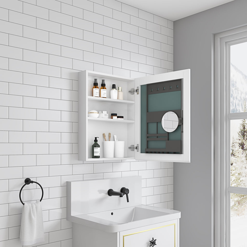 Frameless Mirror Medicine Cabinet with Beveled Edges - Bathroom Storage