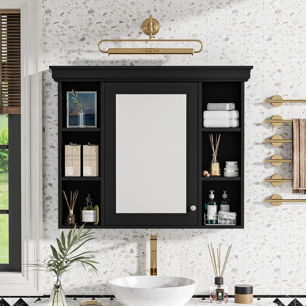 Wall Mounted Bathroom Storage Cabinet with Mirror Door - 35.5" Wide