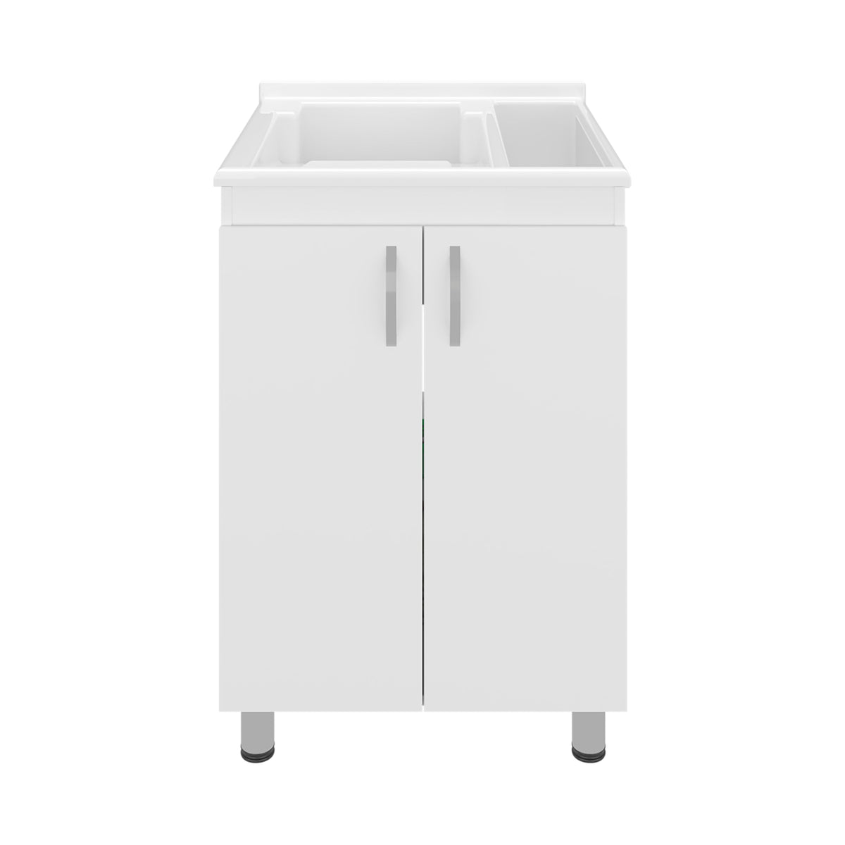 Foster 2 Door Utility Tub and Sink Freestanding Cabinet with Shelves - White