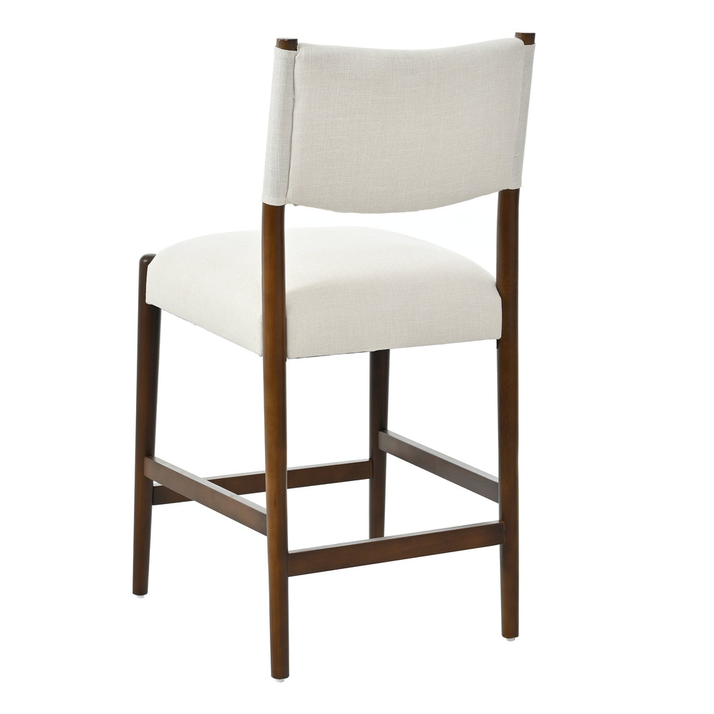 Solid Wood Counter Height Barstools with Fabric Seat - Walnut