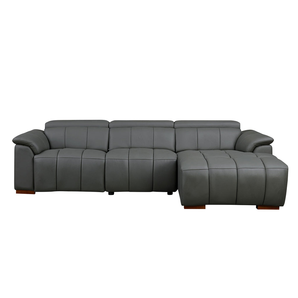 Modern Wall-Hugger Reclining Sofa with Electric Control - Genuine Leather